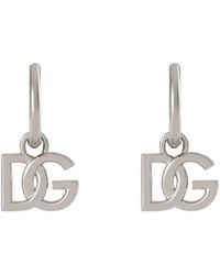 Dolce & Gabbana - Dg Logo Pendant Hoop Earrings - Lyst