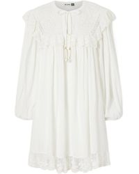 RIXO London - Inez Floral-Embroidered Lace-Trimmed Cotton Mini Dress - Lyst