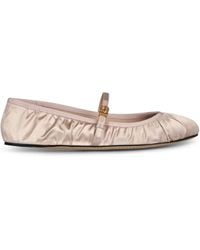 Dolce & Gabbana - Dg Logo Plaque Satin Ballet Flats - Lyst