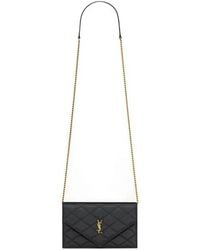 Saint Laurent - Paris Logo Plaque Chain Wallet - Lyst