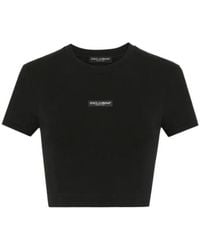 Dolce & Gabbana - Logo Patch Cropped T-Shirt - Lyst