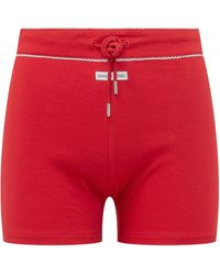 Marine Serre - Light Ribbed Jersey Drawstring-Waist Mini Shorts - Lyst