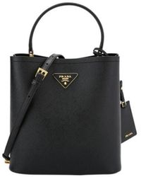 Prada - Double Saffiano Logo Plaque Tote Bag - Lyst