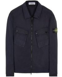 Stone Island - Compass-Patch Zip-Up Shirt - Lyst