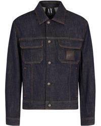 ARMANI EXCHANGE - Logo-Patch Denim Jacket - Lyst