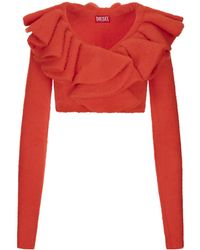 DIESEL - M-Inge Ruffle Collar Crop Cardigan - Lyst
