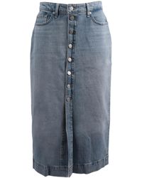 7 For All Mankind - Buttoned Midi Skirt - Lyst