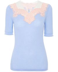Chloé - Lace-Trim Ribbed-Knit Wool Sweater - Lyst
