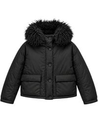 Yves Salomon - Down Jacket With Faux-Fur Trim And A Hood - Lyst