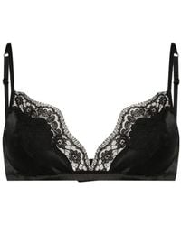 Dolce & Gabbana - Lace Detailed Soft-Cup Satin Bra - Lyst