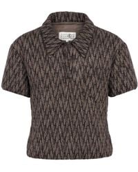 MM6 by Maison Margiela - Two-Tone Wool Knit Short Sleeve - Lyst