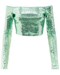 David Koma - Sequined Off-Shoulder Crop Top - Lyst