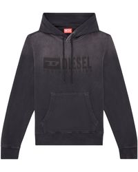DIESEL - S-Ginn-Hood-K44 Denim Division Logo Printed Faded Hoodie - Lyst