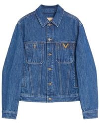 Valentino - Denim Jacket With Vgold - Lyst
