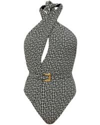 Balmain - Geometric-Pattern Swimsuit - Lyst