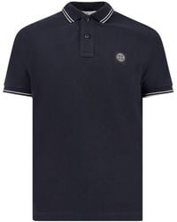 Stone Island - Logo Patch Buttoned Polo Shirt - Lyst