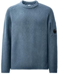 C.P. Company - Full Rib Cotton Lens Crewneck Sweater - Lyst