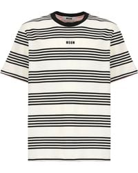 MSGM - Striped T-Shirt - Lyst