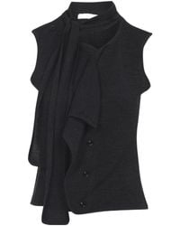 Lemaire - Tie-Neck Sleeveless Knitted Top - Lyst