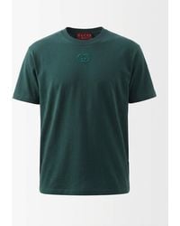 Gucci - Cotton T-Shirt With Gg Incrocio Logo Detail - Lyst