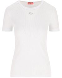 DIESEL - Logo Plaque Ribbed T-Shirt - Lyst