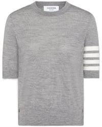 Thom Browne - 4 Bar Sheer Sleeved Fine-Knitted T-Shirt - Lyst