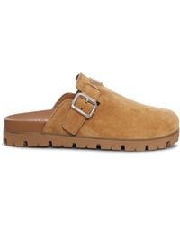 Prada - Logo Plaque Slip-On Mules - Lyst