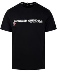 Moncler - Grenoble Logo Embroidered Crewneck T-Shirt - Lyst