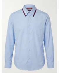 Gucci - Web-Trim Collar Shirt - Lyst