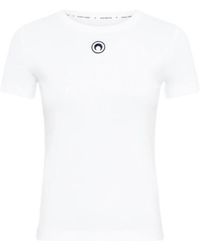 Marine Serre - Crescent Moon Embroidered Crewneck T-Shirt - Lyst
