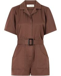 Giuliva Heritage - Belted Silk And Linen-Blend Playsuit - Lyst