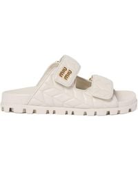 Miu Miu - Quilted Slip-On Sandals - Lyst