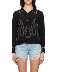 Palm Angels - Flame-Embroidered Shirt - Lyst