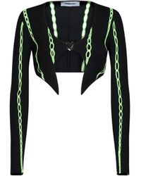 Ambush - Contrast-Trim Cropped Knitted Cardigan - Lyst
