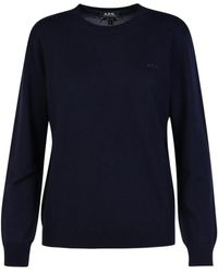 A.P.C. - Logo Embroidered Knit Jumper - Lyst