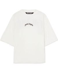 Palm Angels - Curved-Logo Crewneck T-Shirt - Lyst