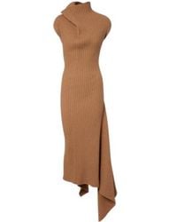 Victoria Beckham - Draped Ribbed-Knit Wool-Blend Midi Dress - Lyst