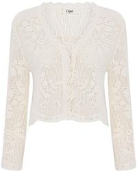 Chloé - Pointelle-Knit Cropped Cardigan - Lyst