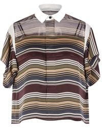 Sacai - Striped Contrast-Collar Top - Lyst