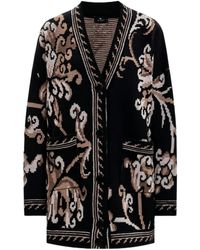 Etro - Wool Oversized Floral-Jacquard V-Neck Cardigan - Lyst