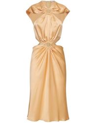 Stella McCartney - Key Hole Cutout Satin Midi Dress - Lyst