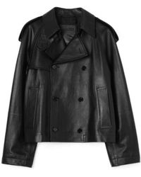 Burberry - Cropped Leather Leadenham Trench Coat - Lyst