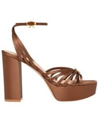 Gianvito Rossi - Strappy Open Toe Block-Heel Sandals - Lyst