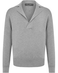 Dolce & Gabbana - Wool V-Neck Sweater With Dg Embroidery - Lyst
