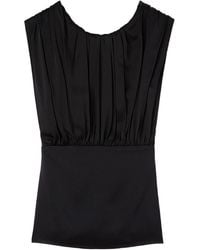 Jil Sander - Gathered V-Back Satin Top - Lyst