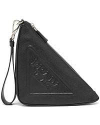 Prada - Leather Triangle Pouch - Lyst