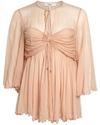 Chloé - Solid-Colored Georgette Top - Lyst