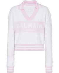 Balmain - Pb Monogram Jacquard Knit Polo Shirt - Lyst
