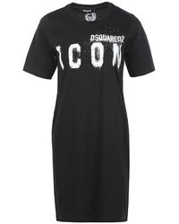 DSquared² - Icon Spray Printed Mini T-Shirt Dress - Lyst