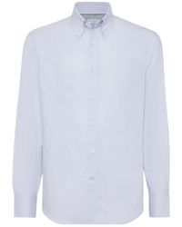 Brunello Cucinelli - Button Down Oxford Slim Fit Shirt - Lyst